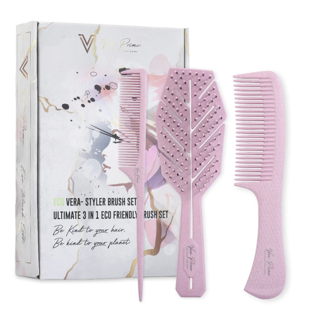 NWT Hair brush set for women,Hair detangling brush,wide tooth comb+rat Tail comb
